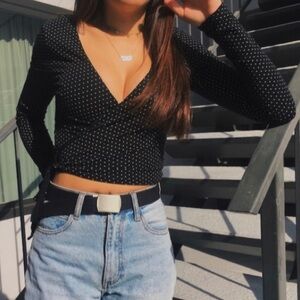 Brandy Melville | polka dot wrap top